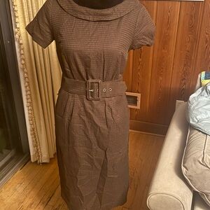 Elegant Brown Belted Dress, Issac mizrahi for target